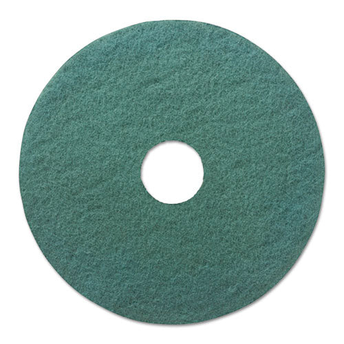 Heavy-duty Scrubbing Floor Pads, 17" Diameter, Green, 5-carton