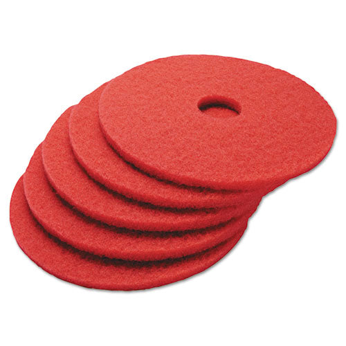 Buffing Floor Pads, 19" Diameter, Red, 5-carton