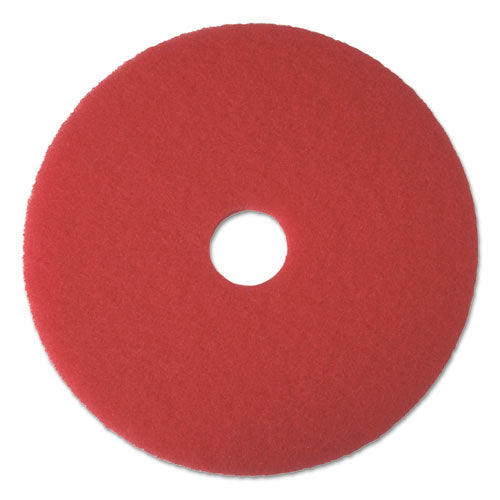 Buffing Floor Pads, 20" Diameter, Red, 5-carton