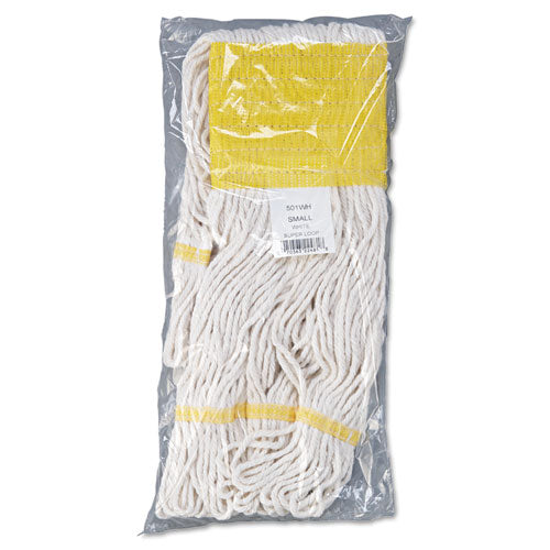 Super Loop Wet Mop Head, Cotton-synthetic Fiber, 5" Headband, Small Size, White, 12-carton