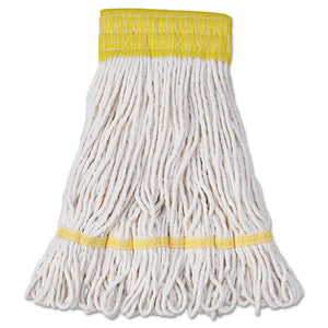 Super Loop Wet Mop Head, Cotton-synthetic Fiber, 5" Headband, Small Size, White, 12-carton