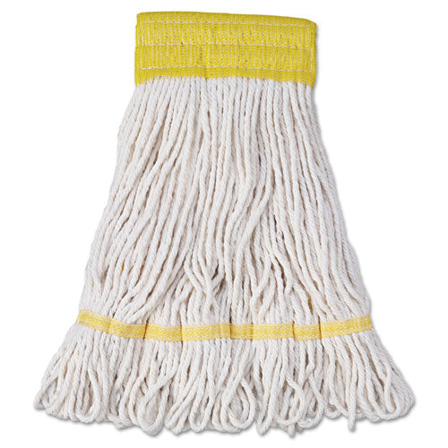 Super Loop Wet Mop Head, Cotton-synthetic Fiber, 5" Headband, Small Size, White, 12-carton