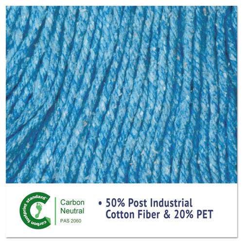 Super Loop Wet Mop Head, Cotton-synthetic Fiber, 5" Headband, Medium Size, Blue, 12-carton