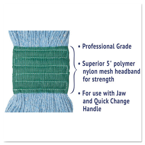 Super Loop Wet Mop Head, Cotton-synthetic Fiber, 5" Headband, Medium Size, Blue