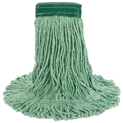 Super Loop Wet Mop Head, Cotton-synthetic Fiber, 5" Headband, Medium Size, Green, 12-carton