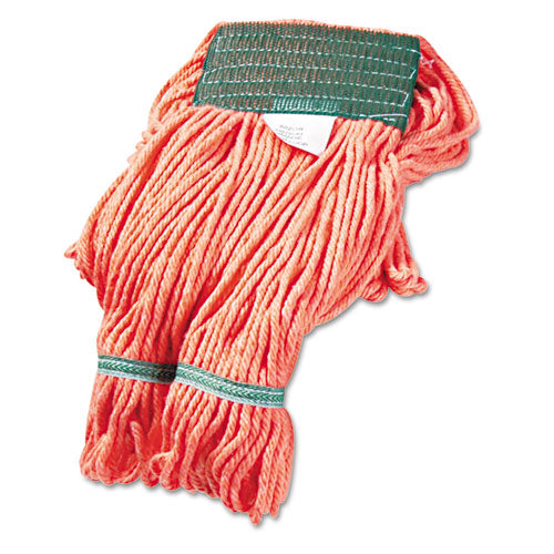 Super Loop Wet Mop Head, Cotton-synthetic Fiber, 5" Headband, Medium Size, Orange, 12-carton