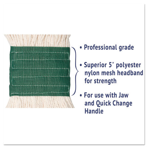 Super Loop Wet Mop Head, Cotton-synthetic Fiber, 5" Headband, Medium Size, White, 12-carton