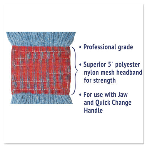 Super Loop Wet Mop Head, Cotton-synthetic Fiber, 5" Headband, Large Size, Blue