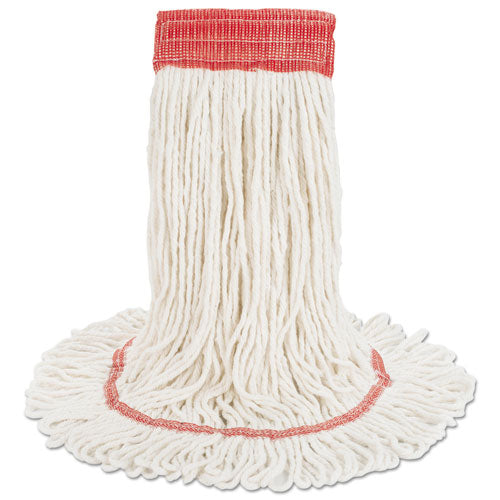 Super Loop Wet Mop Head, Cotton-synthetic Fiber, 5" Headband, Large Size, White, 12-carton
