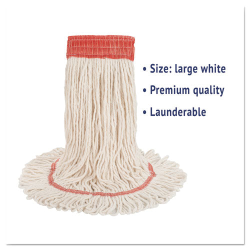 Super Loop Wet Mop Head, Cotton-synthetic Fiber, 5" Headband, Large Size, White