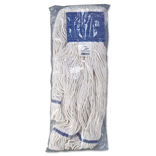 Super Loop Wet Mop Head, Cotton-synthetic Fiber, 5" Headband, X-large Size, White, 12-carton