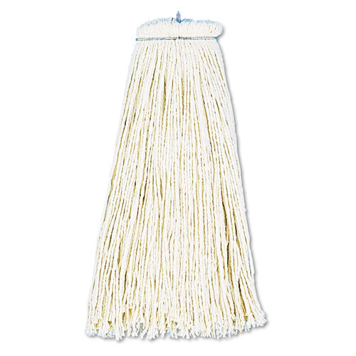 Cut-end Lie-flat Wet Mop Head, Cotton, 16oz, White, 12-carton