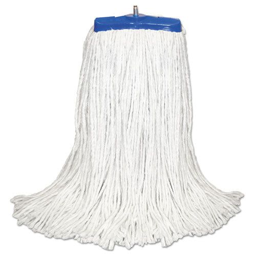 Cut-end Lie-flat Wet Mop Head, Cotton, 16oz, White