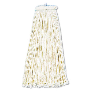 Cut-end Lie-flat Wet Mop Head, Cotton, 16oz, White