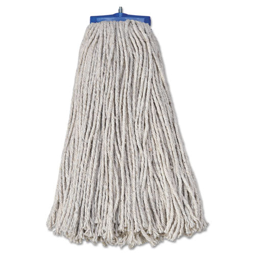 Mop Head, Economical Lie-flat Head, Cotton Fiber, 20oz, White, 12-carton