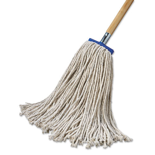 Mop Head, Economical Lie-flat Head, Cotton Fiber, 20oz, White, 12-carton
