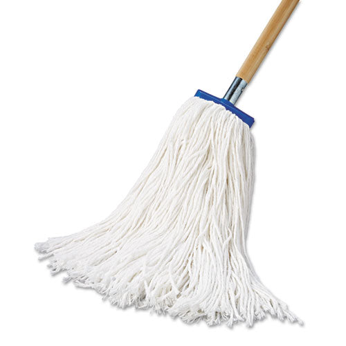 Mop Head, Economical Lie-flat Head, Rayon Fiber, 20oz, White, 12-carton