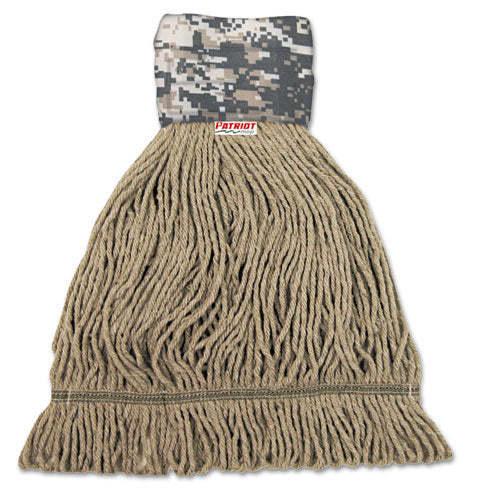 Patriot Looped End Wide Band Mop Head, Medium, Green-brown, 12-carton