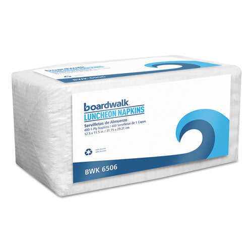 Office Packs Lunch Napkins, 1-ply, 12 1-2 X 11 1-2, White, 2400-carton