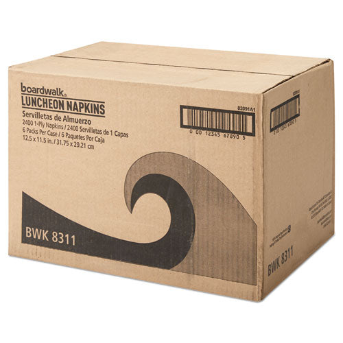Office Packs Lunch Napkins, 1-ply, 12 1-2 X 11 1-2, White, 2400-carton