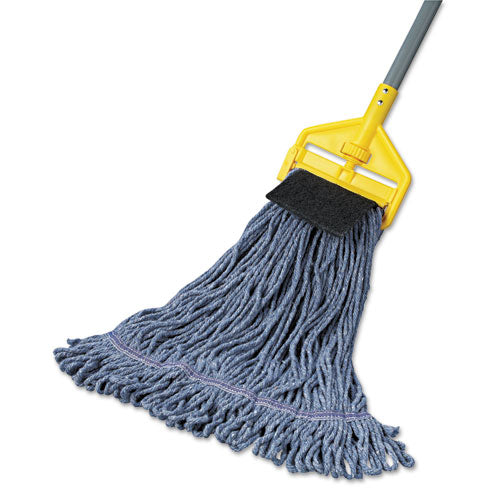 Mop Head, Loop-end, Cotton With Scrub Pad, Large, 12-carton
