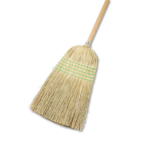 Parlor Broom, Yucca-corn Fiber Bristles, 56", Wood Handle, Natural, 12-carton