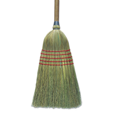 Corn Broom, 56", Lacquered Wood Handle, Natural, 6-carton