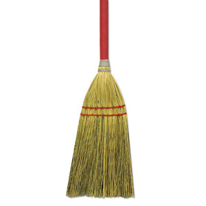 Blended Straw Toy Broom, Red Headband, 24" Red Wooden Handle, 12-carton