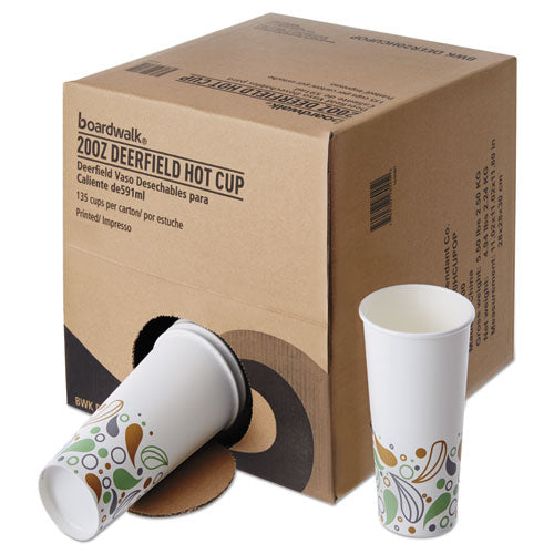 Convenience Pack Paper Hot Cups, 20 Oz, Deerfield Print, 9 Cups-sleeve, 15 Sleeves-carton