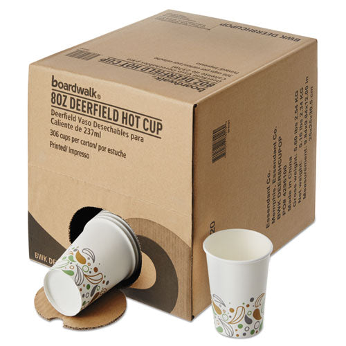 Convenience Pack Paper Hot Cups, 8 Oz, Deerfield Print, 9 Cups-sleeve, 34 Sleeves-carton