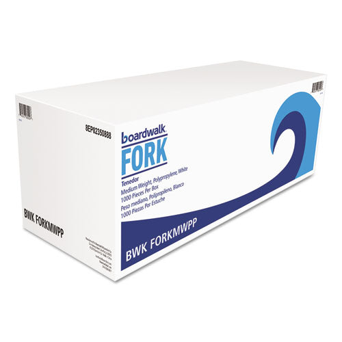 Mediumweight Polypropylene Cutlery, Fork, White, 1000-carton