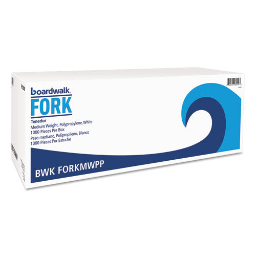 Mediumweight Polypropylene Cutlery, Fork, White, 1000-carton