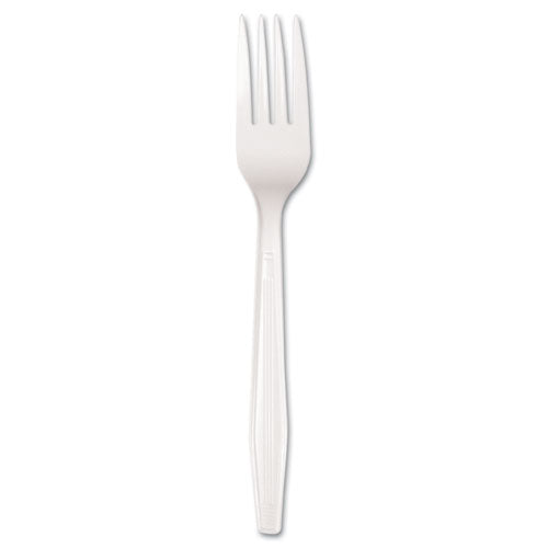 Mediumweight Polystyrene Cutlery, Fork, White, 100-box