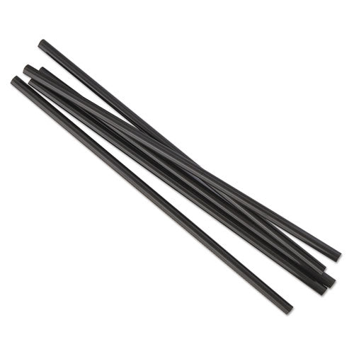 Jumbo Straws, 7 3-4", Plastic, Black, Unwrapped, 250-pack, 50 Pack-carton