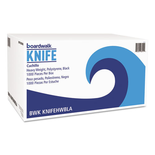 Heavyweight Polystyrene Cutlery, Knife, Black, 1000-carton