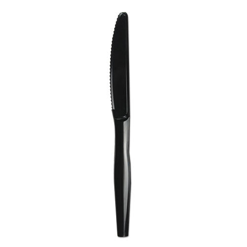 Mediumweight Polystyrene Cutlery, Knife, Black, 1000-carton