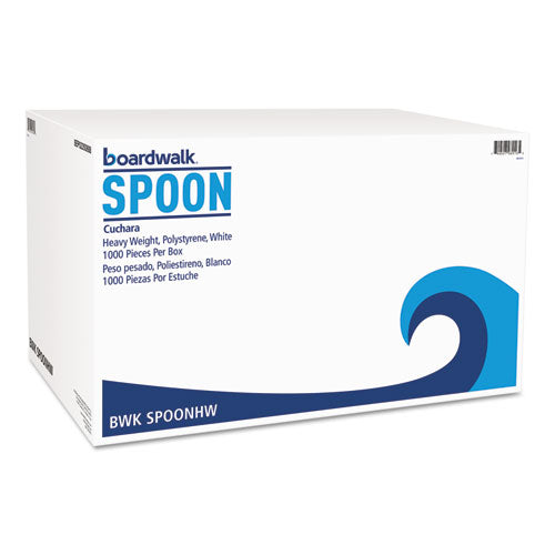 Heavyweight Polystyrene Cutlery, Teaspoon, White, 1000-carton