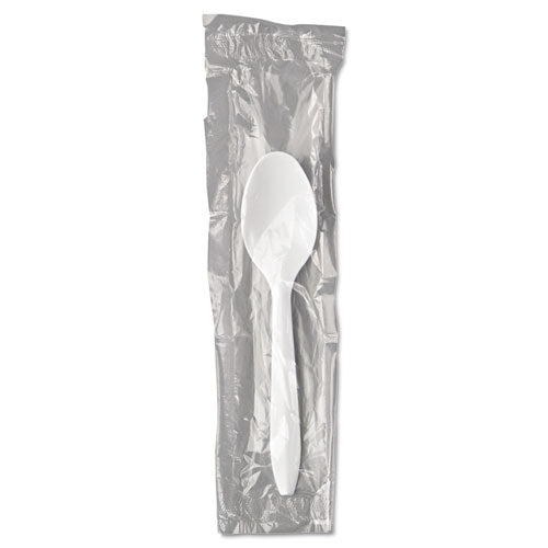Mediumweight Wrapped Polypropylene Cutlery, Teaspoon, White, 1,000-carton