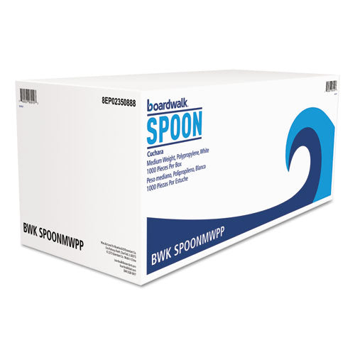 Mediumweight Polypropylene Cutlery, Teaspoon, White, 1000-carton
