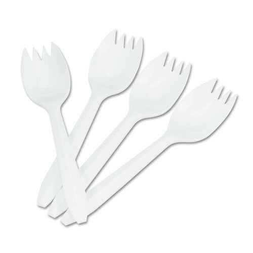 Mediumweight Polypropylene Cutlery, Spork, White, 1000-carton