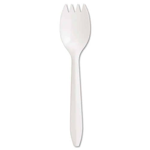 Mediumweight Polypropylene Cutlery, Spork, White, 1000-carton