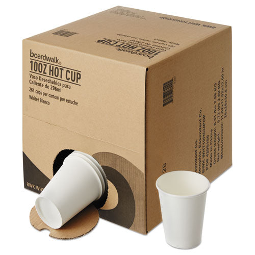 Convenience Pack Paper Hot Cups, 10 Oz, White, 9 Cups-sleeve, 29 Sleeves-carton