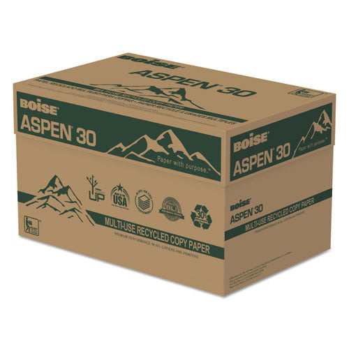 Aspen 30 Multi-use Recycled Paper, 92 Bright, 20lb, 8.5 X 14, White, 500 Sheets-ream, 10 Reams-carton