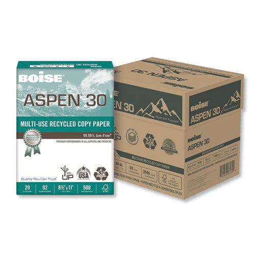 Aspen Multi-use Recycled Paper, 92 Bright, 20lb, 11 X 17, White, 500 Sheets-ream, 5 Reams-carton