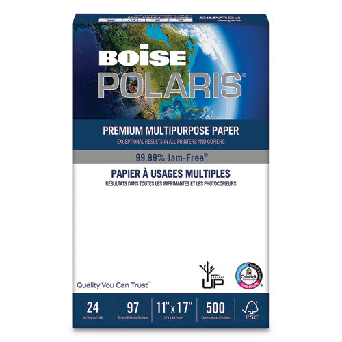Polaris Premium Laser Paper, 98 Bright, 24 Lb, 11 X 17, White, 500-ream