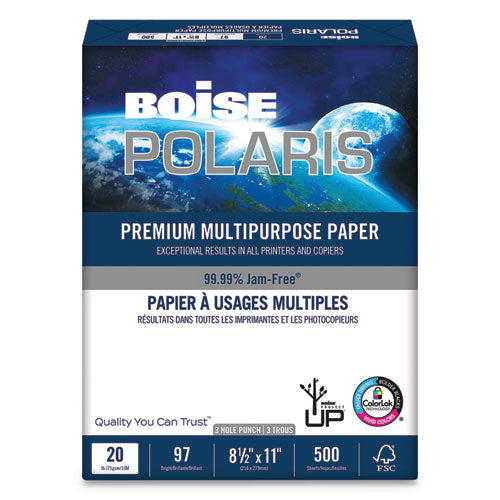 Polaris Premium Multipurpose Paper, 97 Bright, 20lb, 8.5 X 11, White, 500 Sheets-ream, 10 Reams-carton, 40 Cartons-pallet