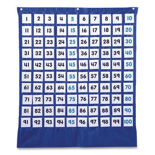 Hundreds Pocket Chart With 100 Clear Pockets, Colored Number Cards, 26 X 30
