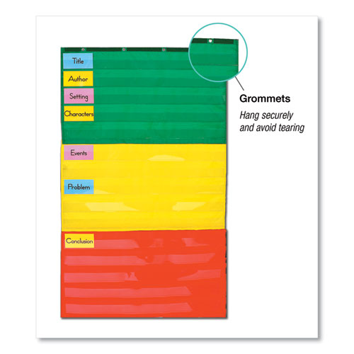 Adjustable Tri-section Pocket Chart With 18 Color Cards, Guide, 33.75 X 55.5