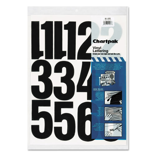 Press-on Vinyl Numbers, Self Adhesive, Black, 4"h, 23-pack