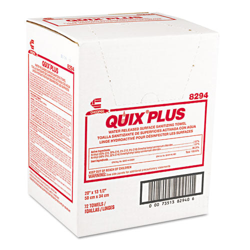 Quix Plus Cleaning And Sanitizing Towels, 13 1-2 X 20, Pink, 72-carton